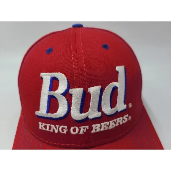 Vintage Budweiser Bud King of Beers 1995 Anheuser-Busch Snapback Hat Cap Men Red - Picture 4 of 13